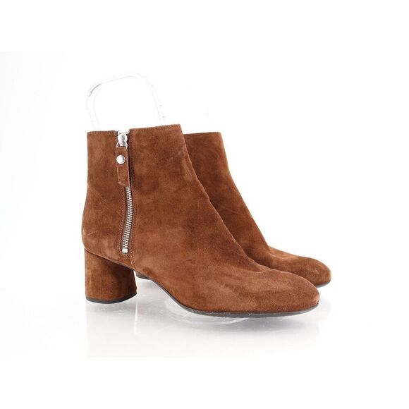 AGL Phillipa Booties Size 38 8 Brown Leather Suede Block Heel Zip Up Boots - Picture 1 of 14